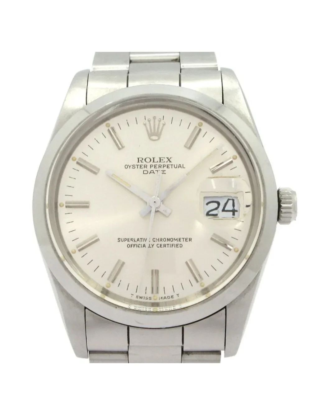 Rolex Watch Oyster Perpetual Date SS Plastic Crystal 13 Frames Silver